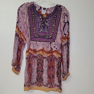 Harem Style Woman's Top Long Sleeve Colorful Studded Size Medium